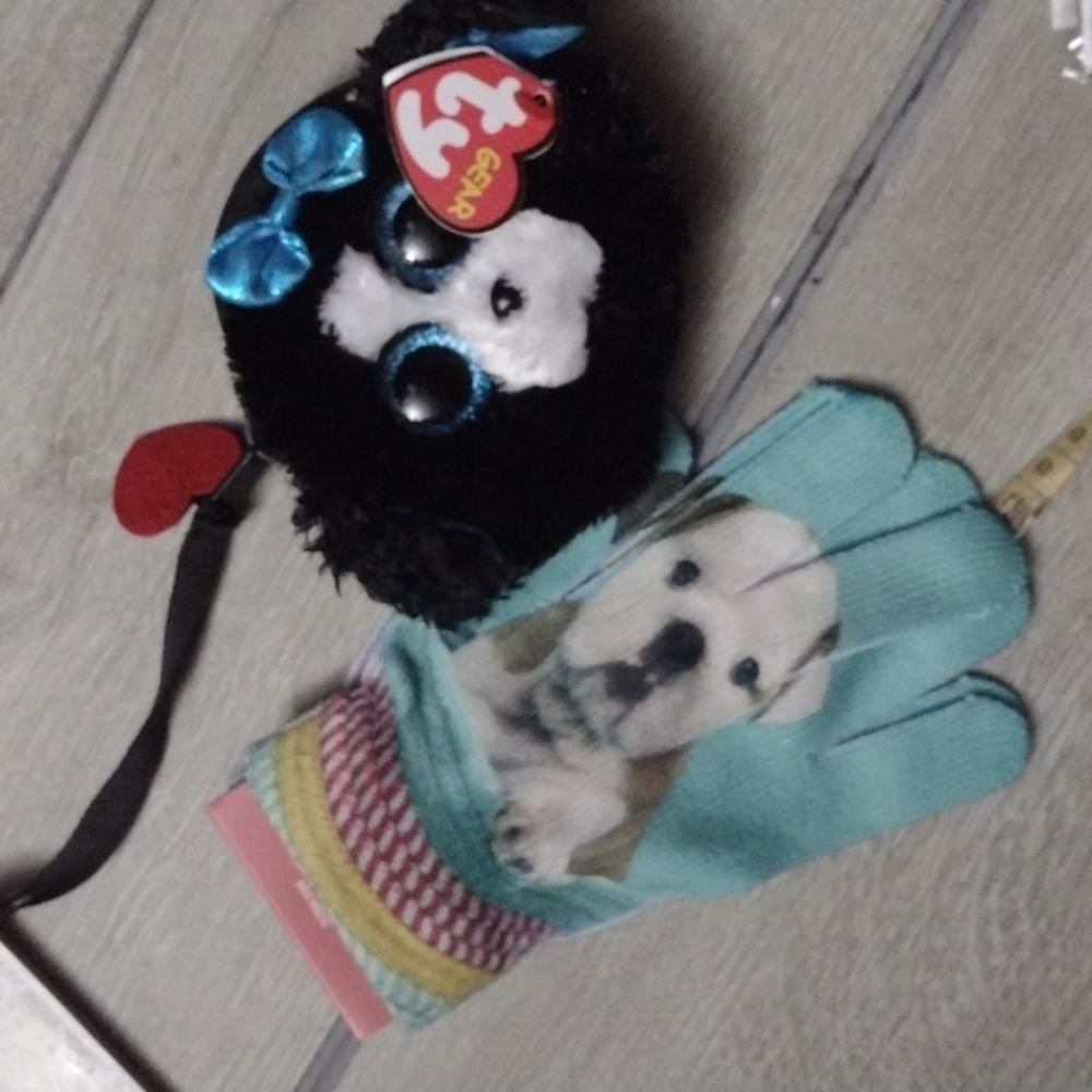 Ty beanie puppy whistling that goes great with these puppy gloves by juncture th